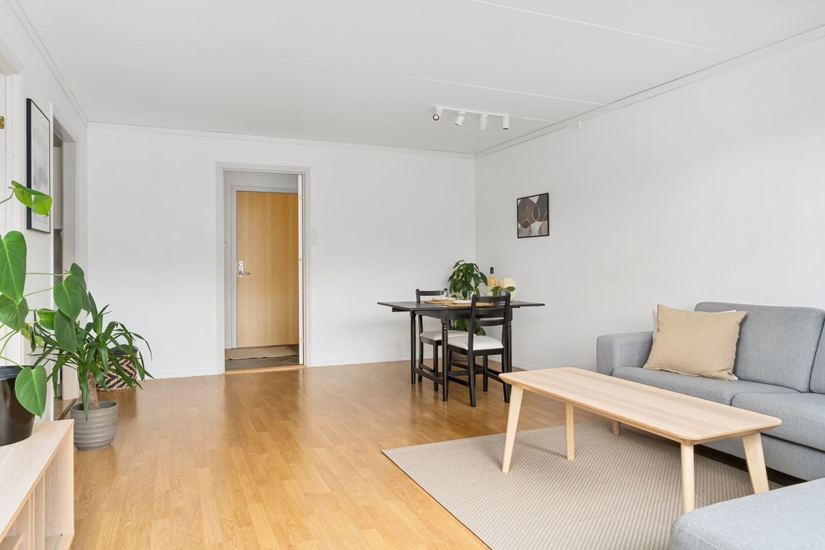 Bright living room with light oak luxury vinyl plank flooring